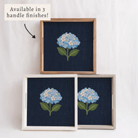 Hydrangea Printed Needlepoint Serving Tray