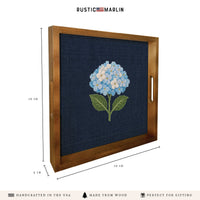Hydrangea Printed Needlepoint Serving Tray
