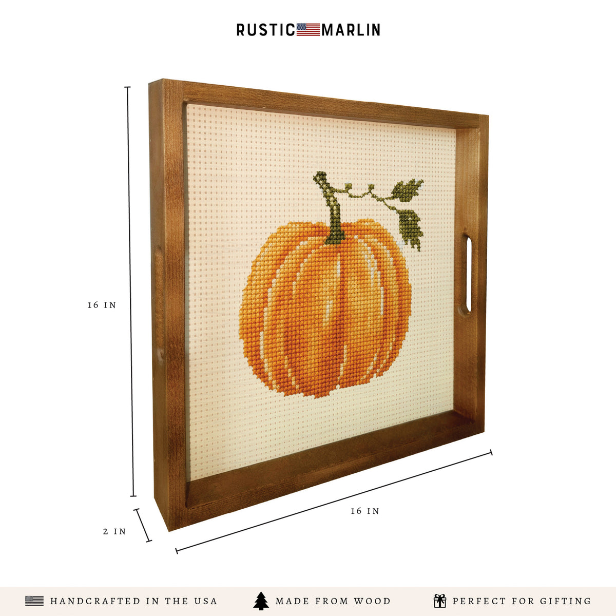 Pumpkin Printed Needlepoint Square Tray