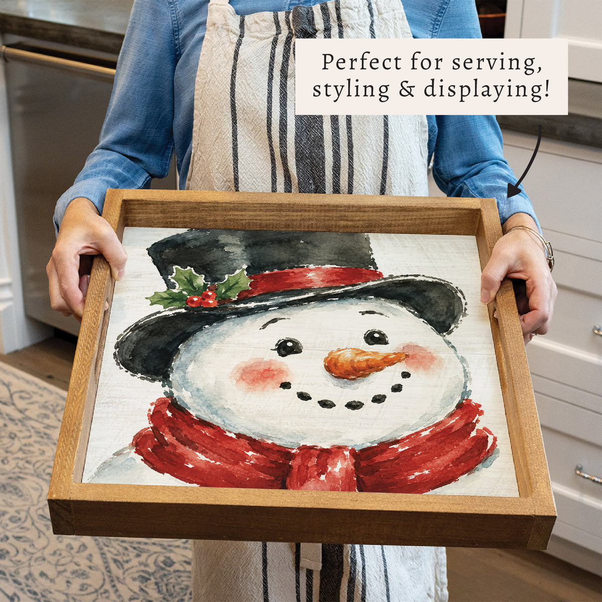 Vintage Snowman Face Serving Tray