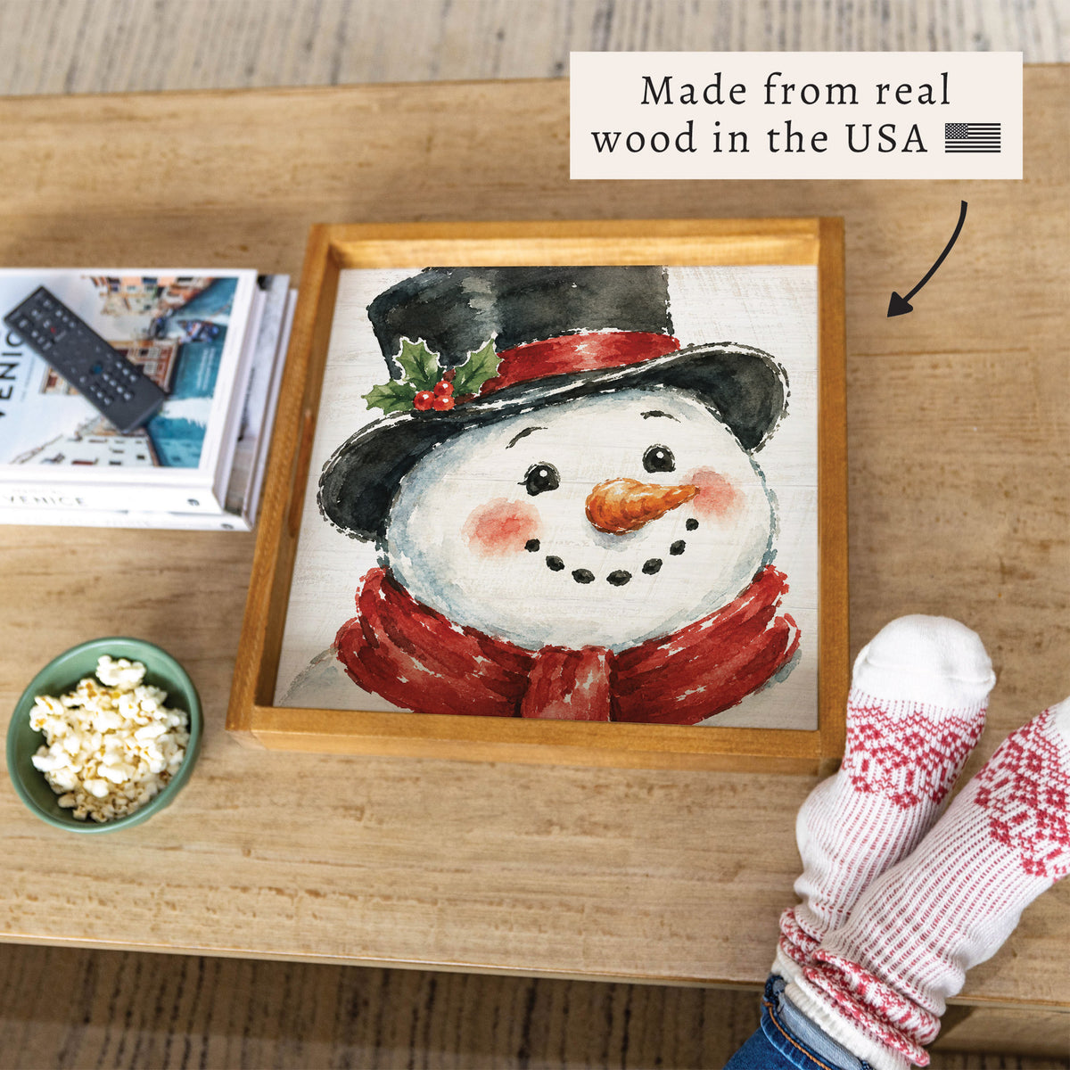 Vintage Snowman Face Serving Tray