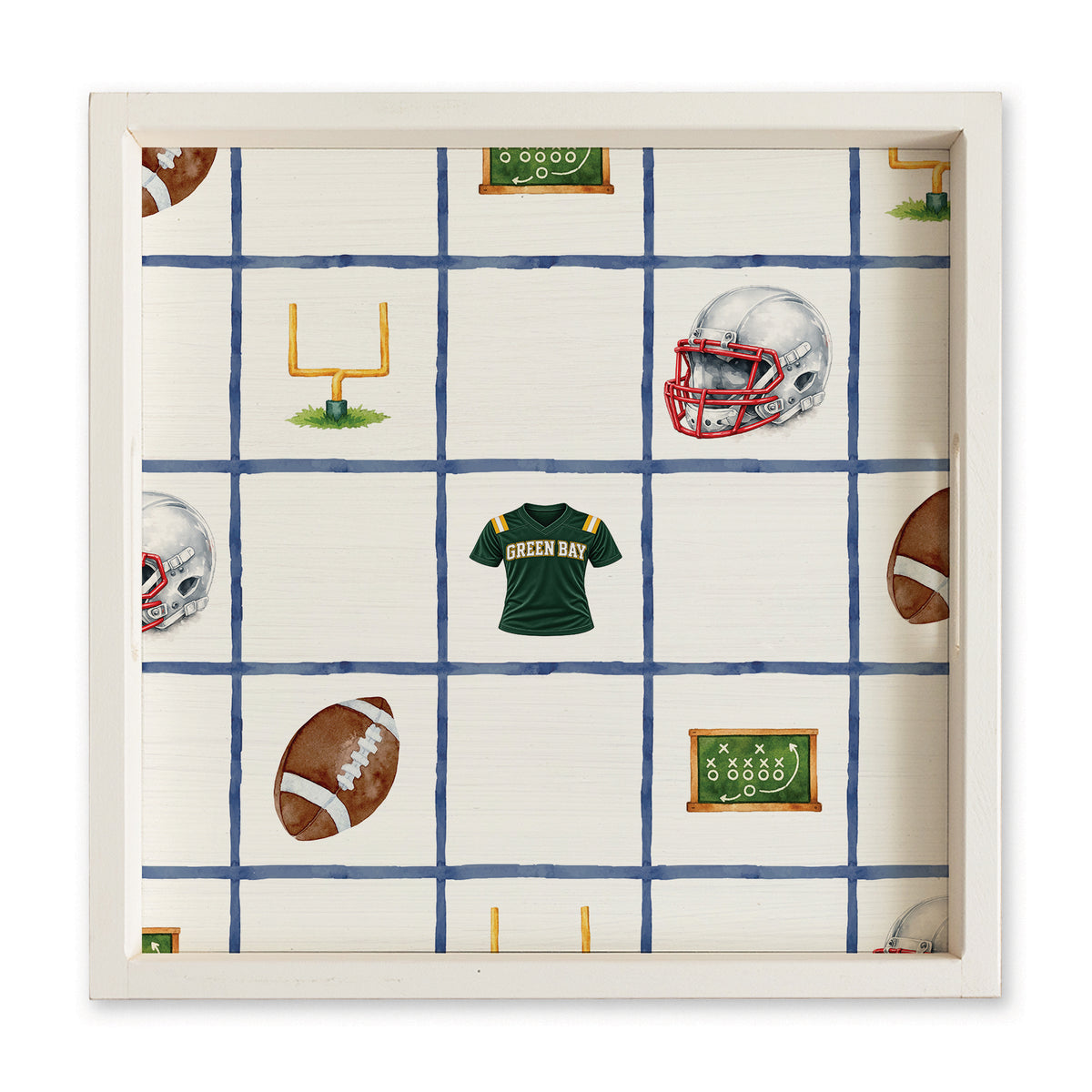 Green B Ay Football Icons Serving Tray