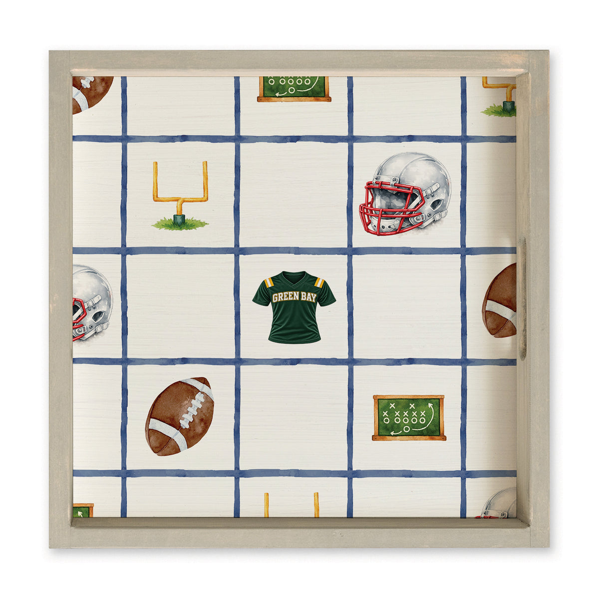 Green B Ay Football Icons Serving Tray
