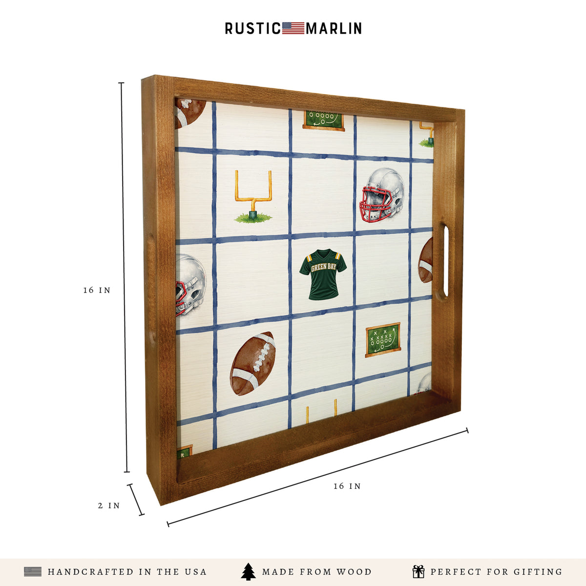 Green B Ay Football Icons Serving Tray
