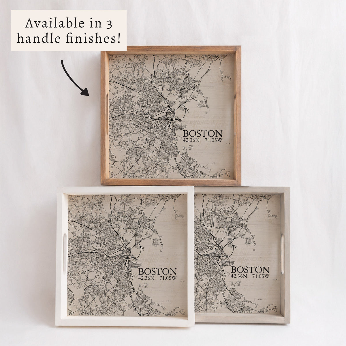 Boston Neutral City Map Serving Tray