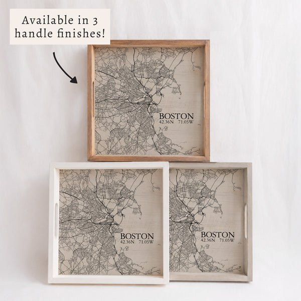 Boston Neutral City Map Serving Tray