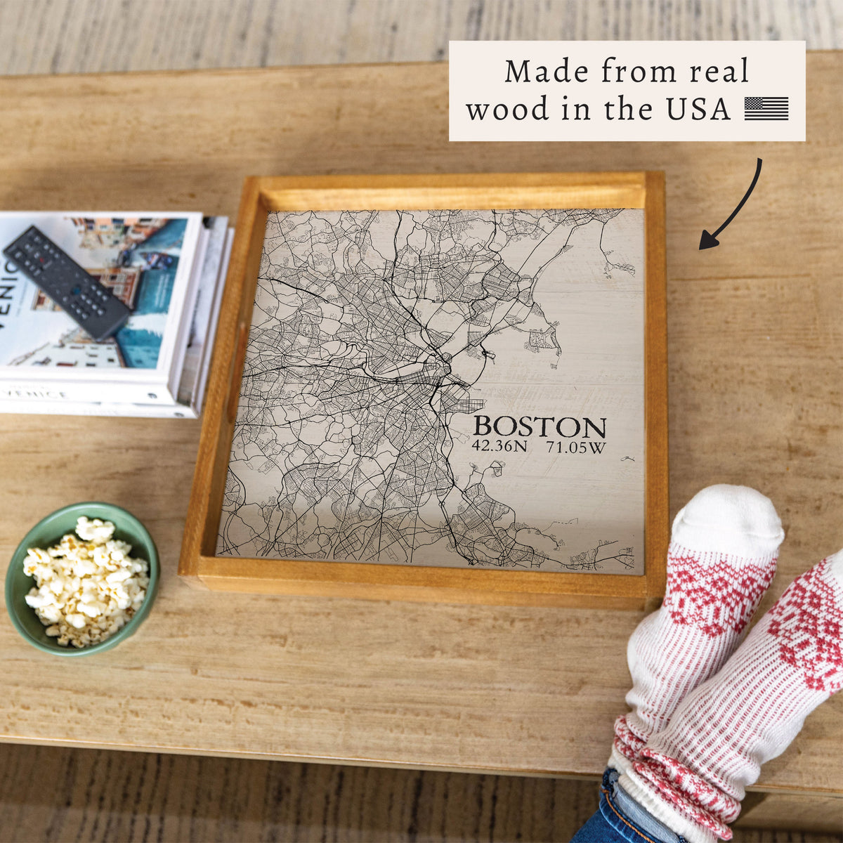 Boston Neutral City Map Serving Tray