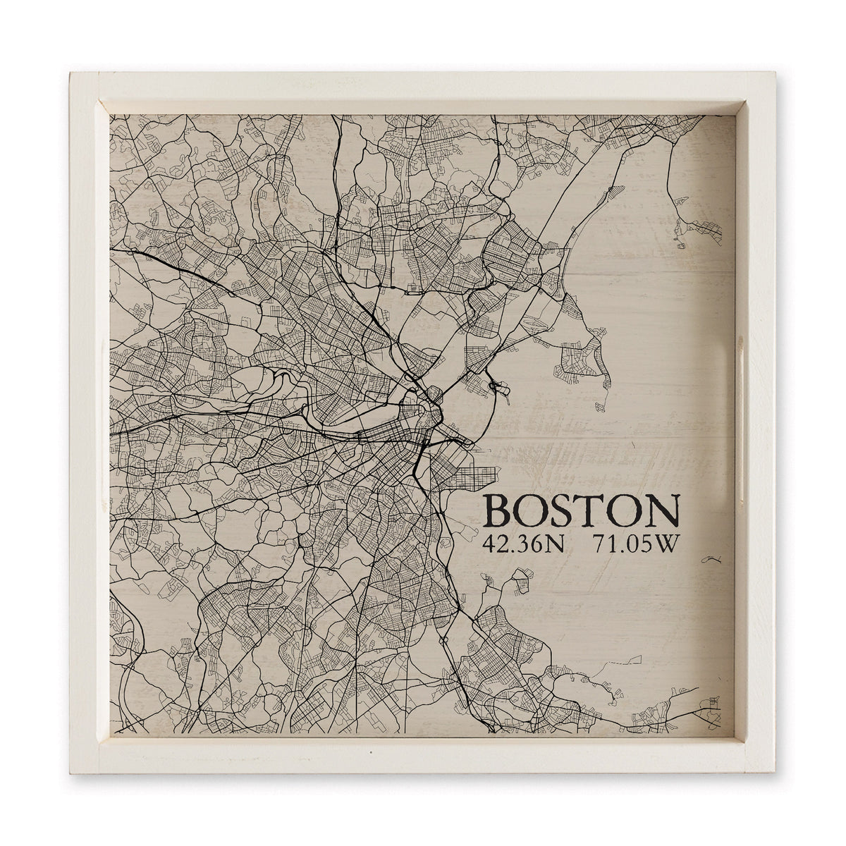 Boston Neutral City Map Serving Tray