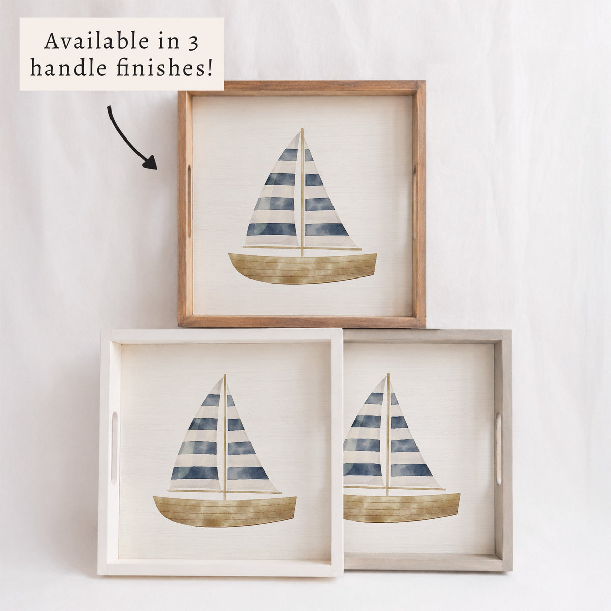 Watercolor Sailboat Serving Tray