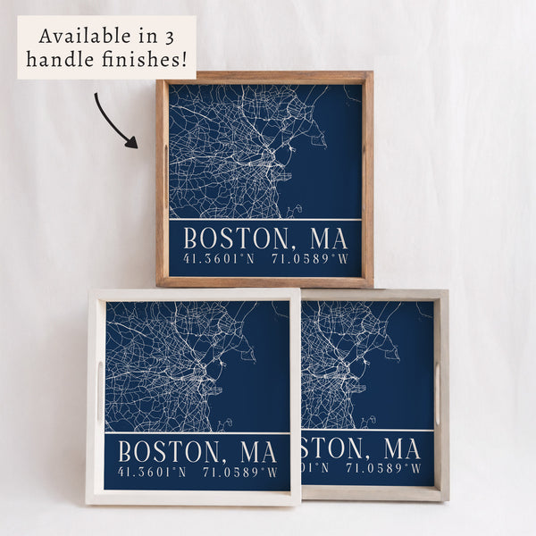 Boston City Grid Coordinates Serving Tray