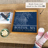 Boston City Grid Coordinates Serving Tray