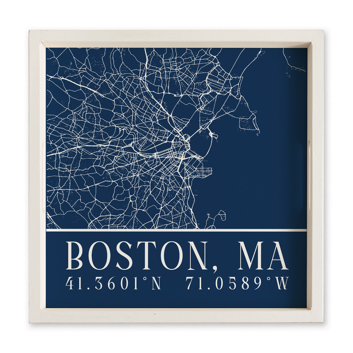 Boston City Grid Coordinates Serving Tray