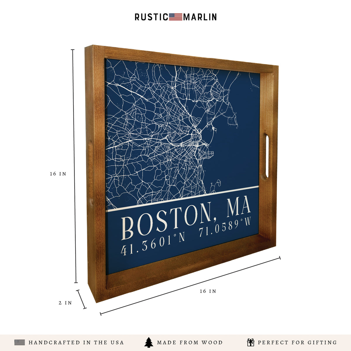 Boston City Grid Coordinates Serving Tray