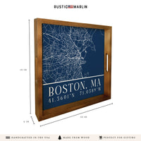Boston City Grid Coordinates Serving Tray