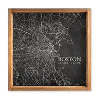 Boston Charcoal City Grid Coordinates Serving Tray