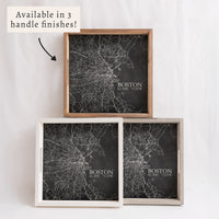 Boston Charcoal City Grid Coordinates Serving Tray