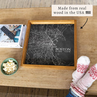 Boston Charcoal City Grid Coordinates Serving Tray