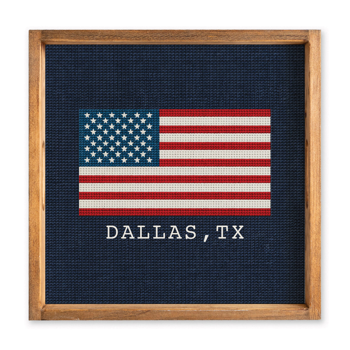 American Flag Printed Needlepoint Personalized Serving Tray