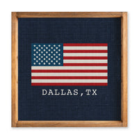 American Flag Printed Needlepoint Personalized Serving Tray