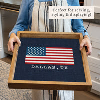 American Flag Printed Needlepoint Personalized Serving Tray