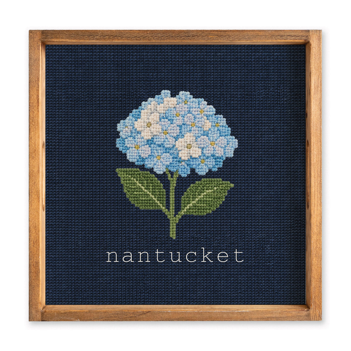 Hydrangea Printed Needlepoint Personalized Serving Tray