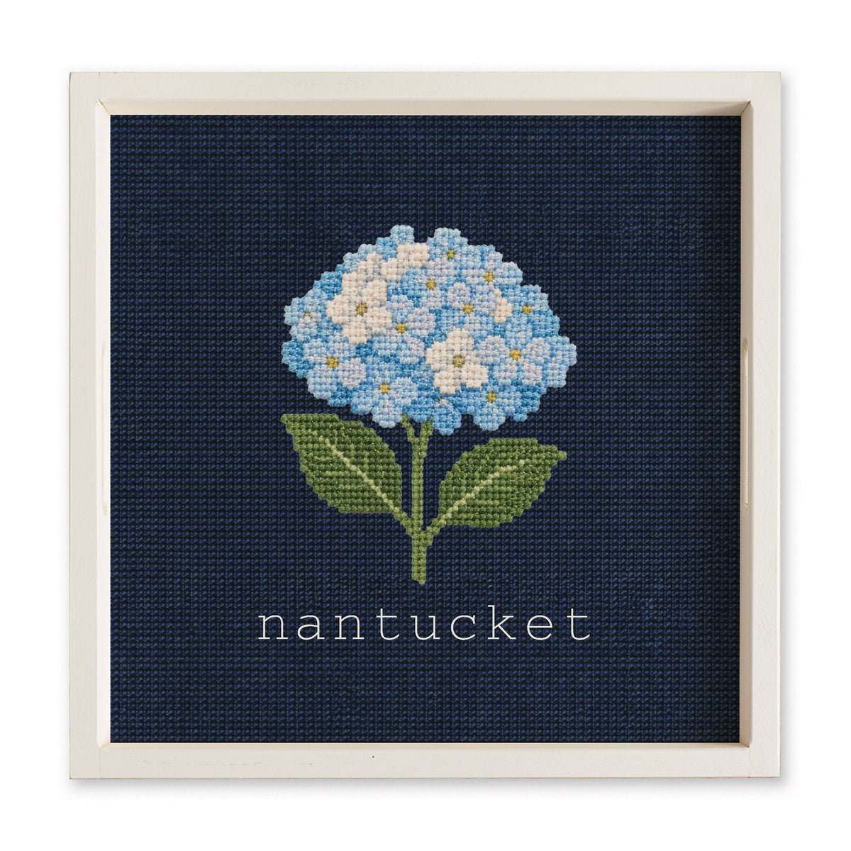 Hydrangea Printed Needlepoint Personalized Serving Tray