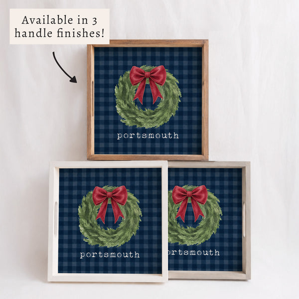Holiday Wreath Personalized Serving Tray