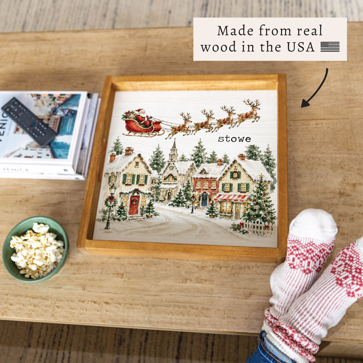 Holiday Village Personalized Serving Tray