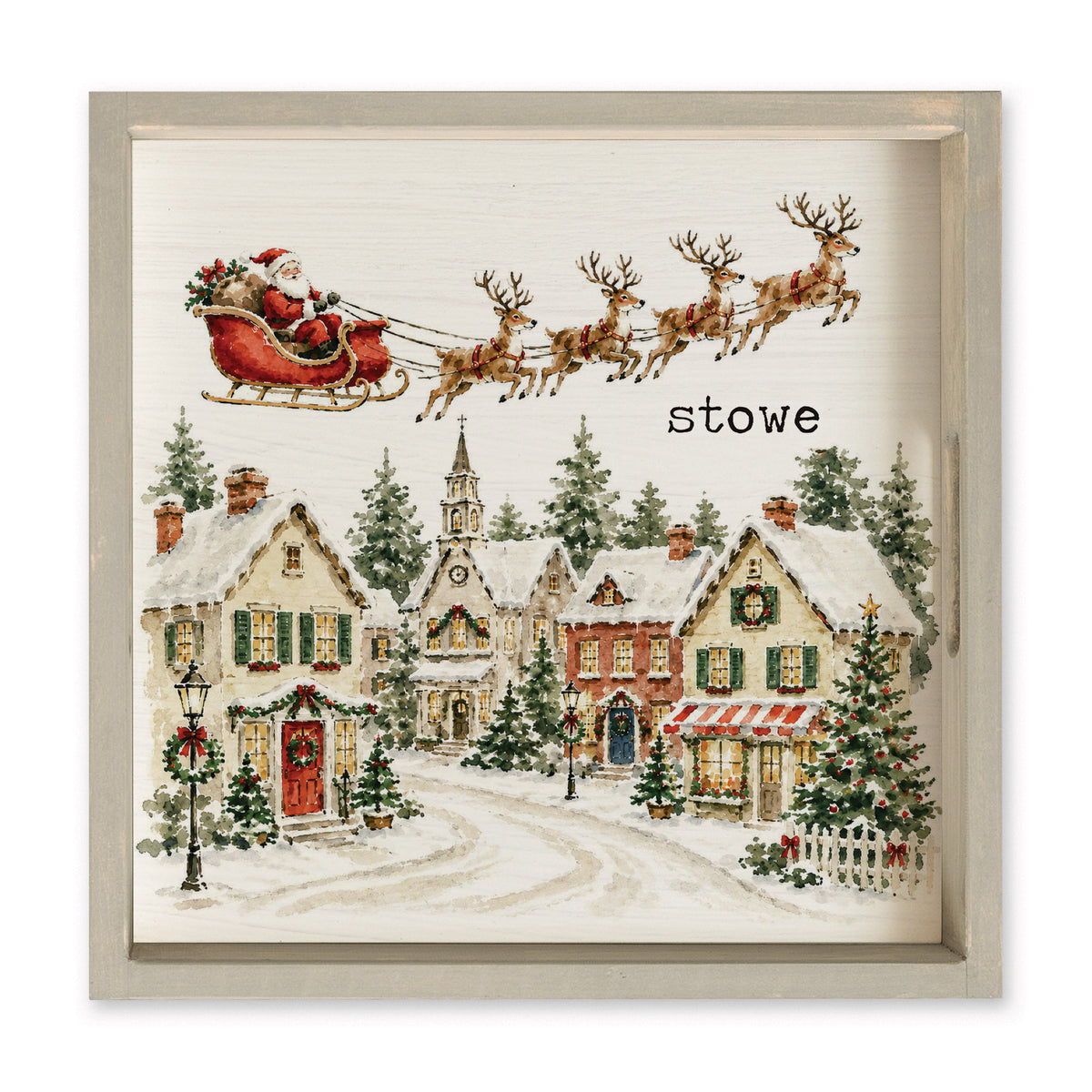 Holiday Village Personalized Serving Tray