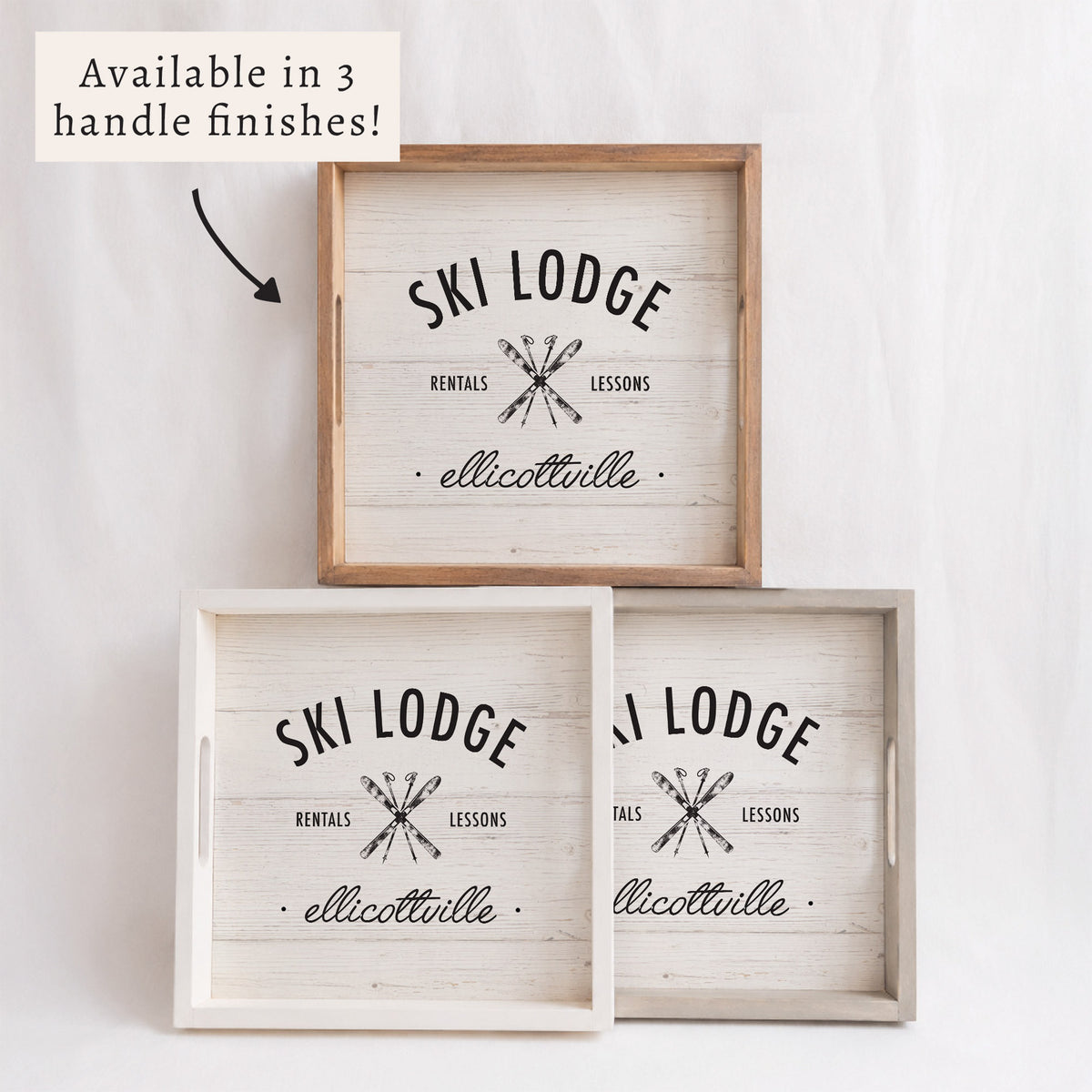Ski Lodge Rentals Lessons Personalized Serving Tray