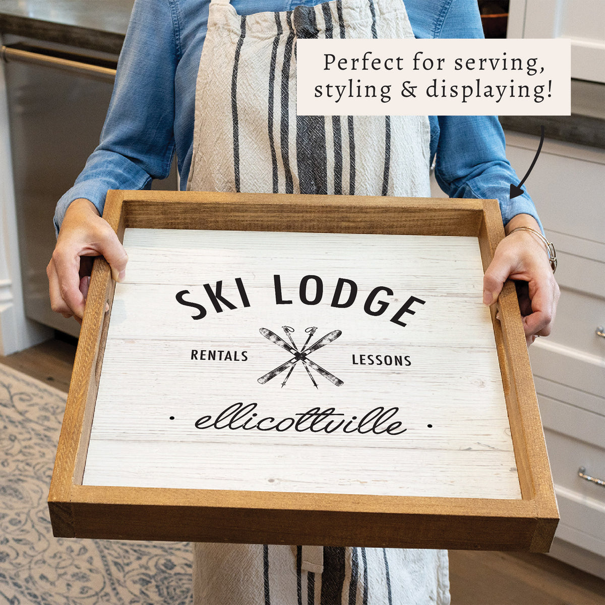 Ski Lodge Rentals Lessons Personalized Serving Tray