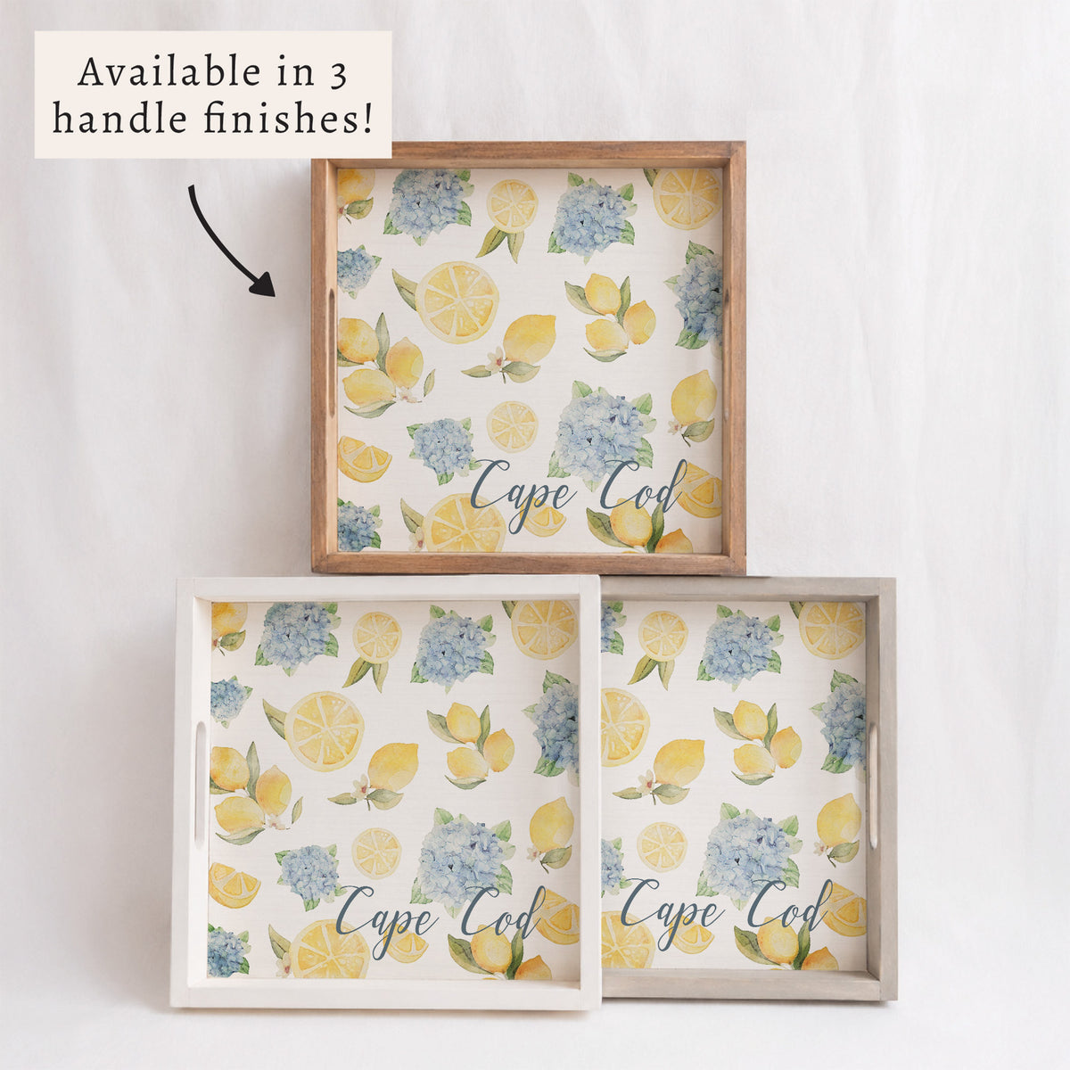Hydrangea Lemon Personalized Serving Tray