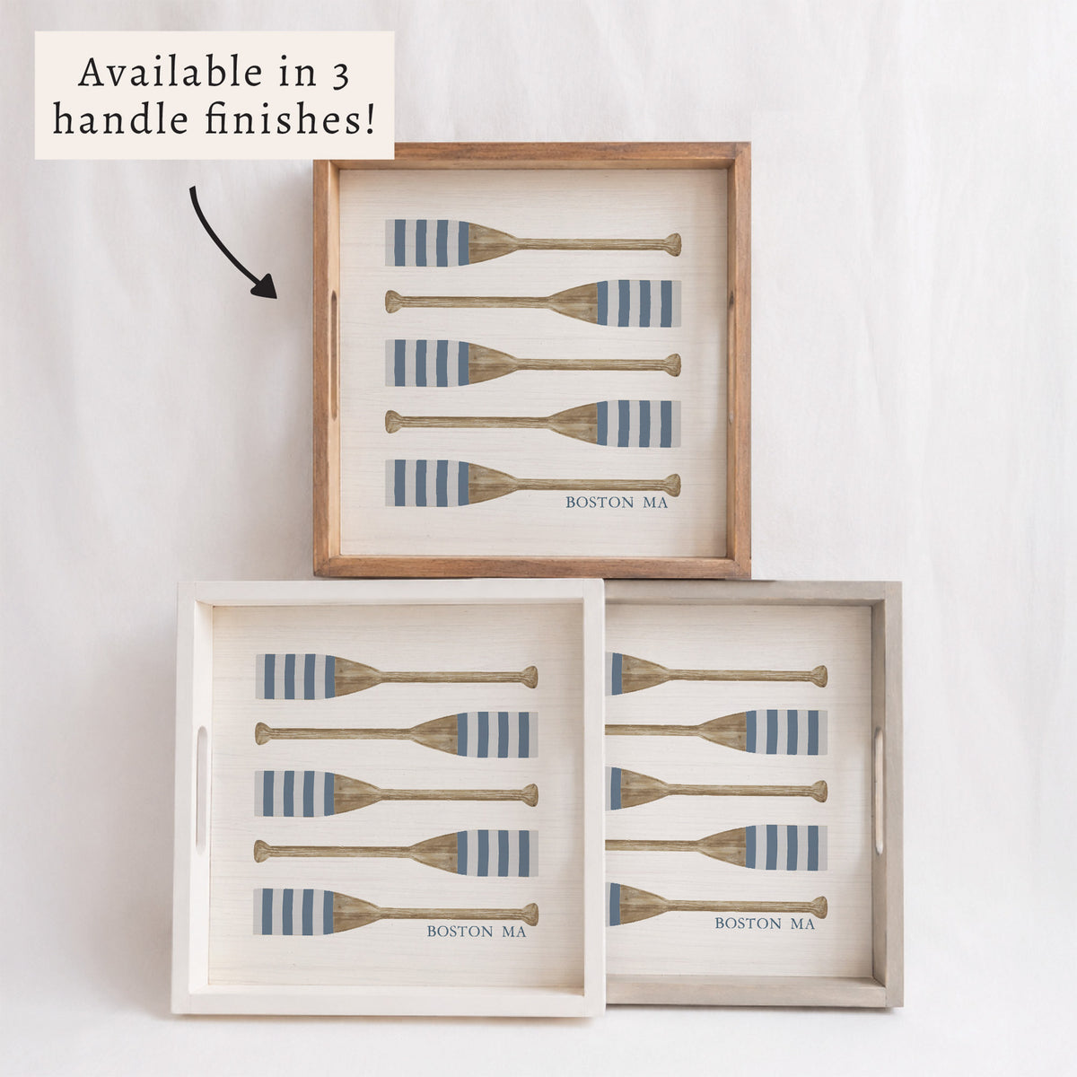 Striped Oars Personalized Serving Tray