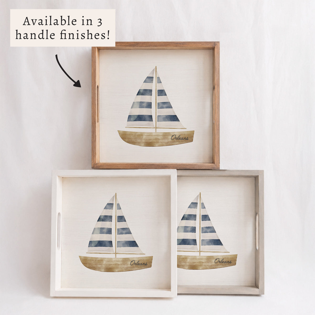 Watercolor Sailboat Personalized Serving Tray