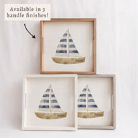 Watercolor Sailboat Personalized Serving Tray