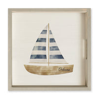 Watercolor Sailboat Personalized Serving Tray