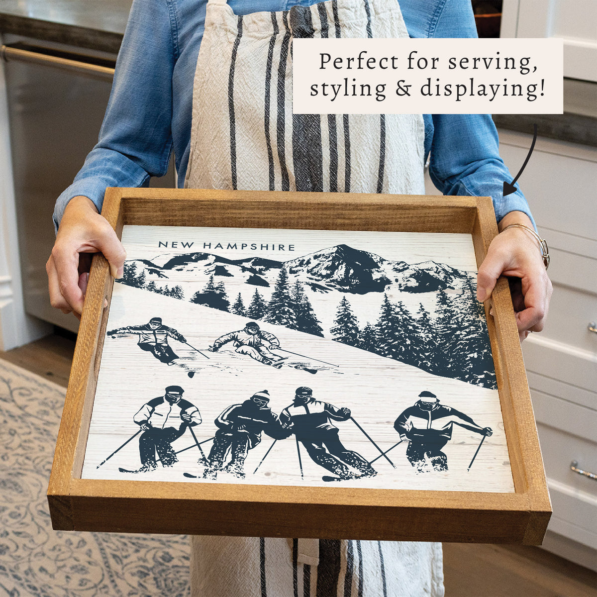 Retro Ski Run Personalized Serving Tray