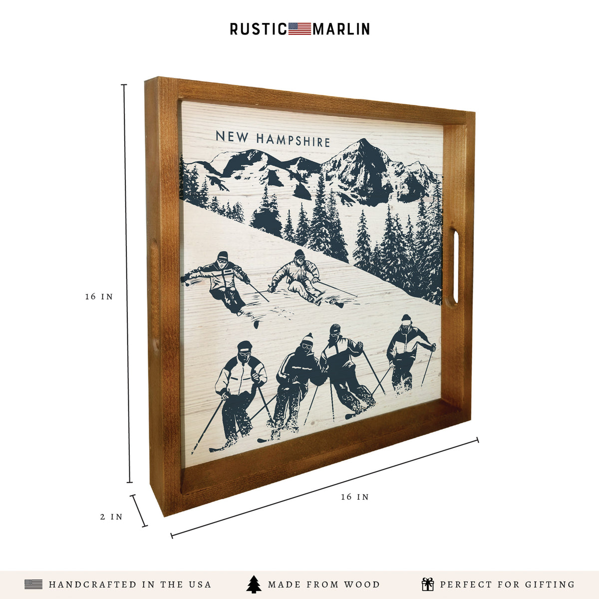 Retro Ski Run Personalized Serving Tray