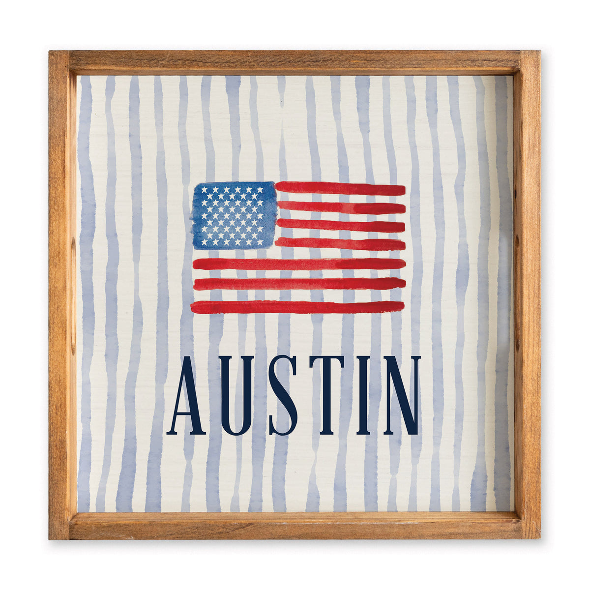 American Flag Watercolor Personalized Serving Tray