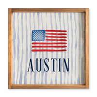 American Flag Watercolor Personalized Serving Tray