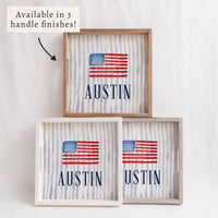 American Flag Watercolor Personalized Serving Tray