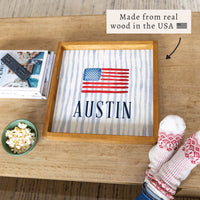 American Flag Watercolor Personalized Serving Tray