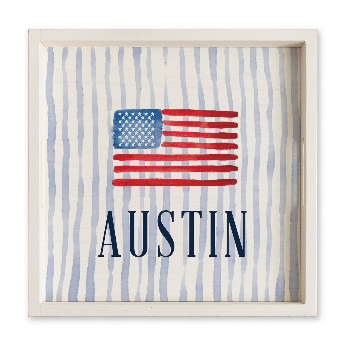 American Flag Watercolor Personalized Serving Tray