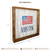 American Flag Watercolor Personalized Serving Tray