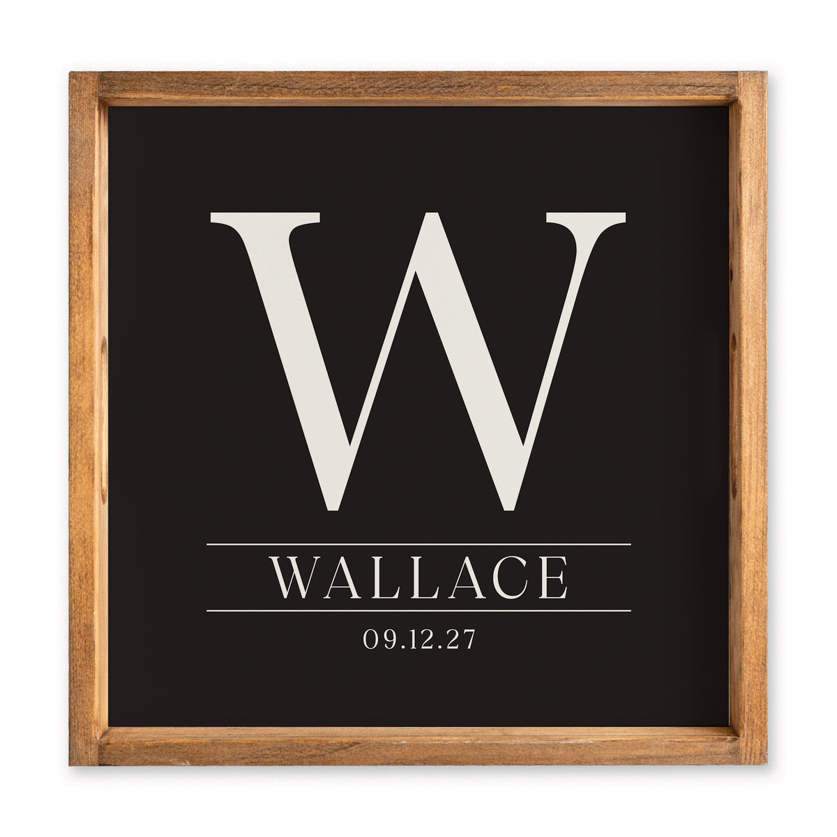 Initial Black Personalized Serving Tray