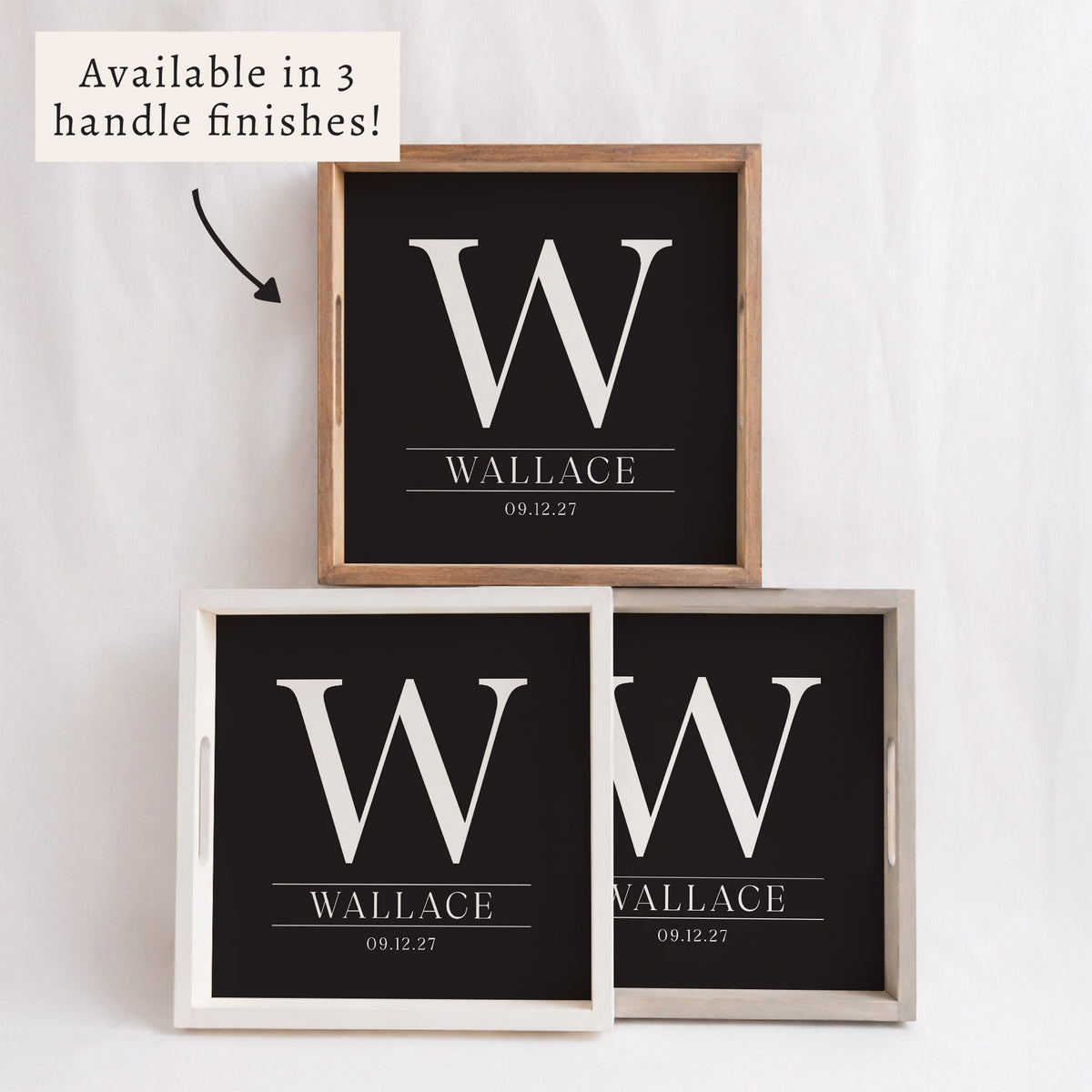 Initial Black Personalized Serving Tray