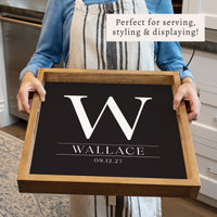 Initial Black Personalized Serving Tray