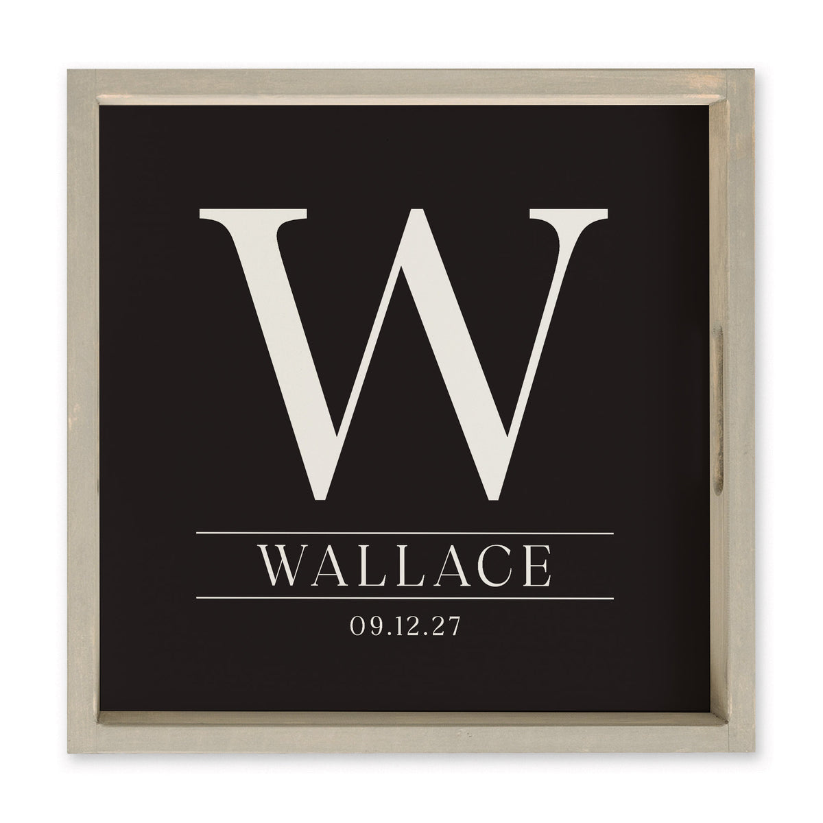 Initial Black Personalized Serving Tray