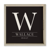 Initial Black Personalized Serving Tray
