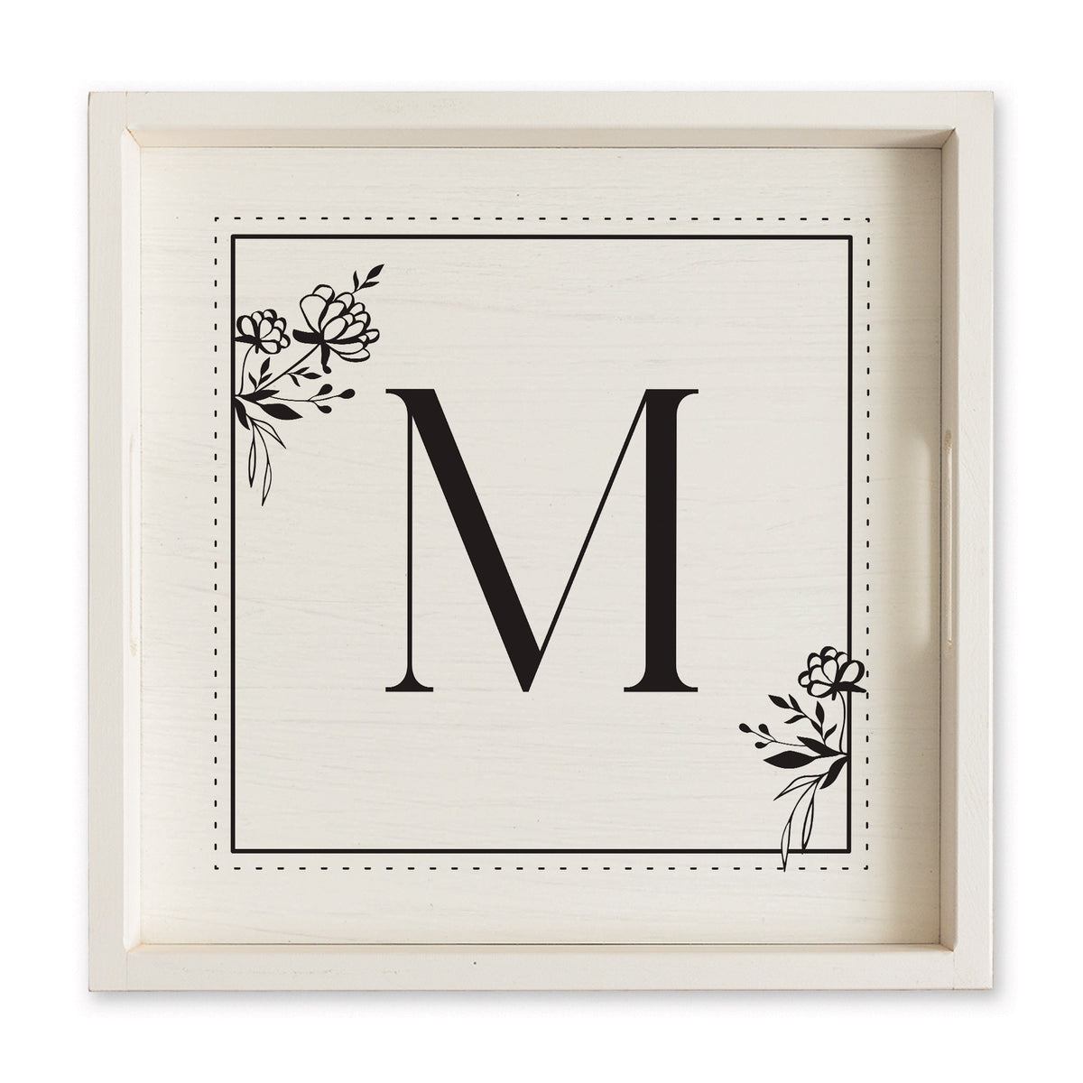 Classic Floral Initial Personalized Serving Tray